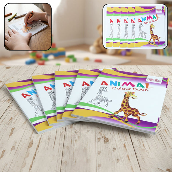 Kids Animal Theme Colouring Book Set ( 5 Pc /  Mix Color Books)