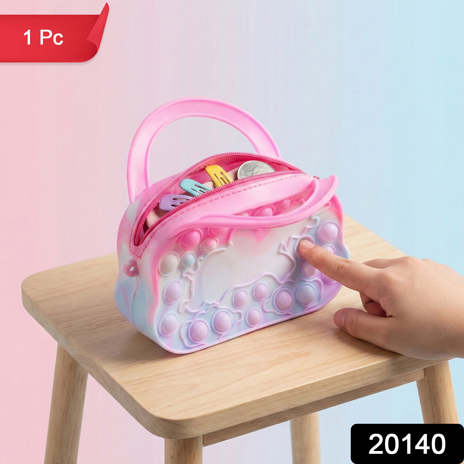 Rainbow pop it fidget coin pouch